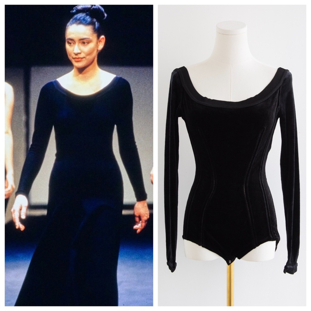 Alaïa Vintage Fall/Winter 1988 Black Velvet Bodysuit